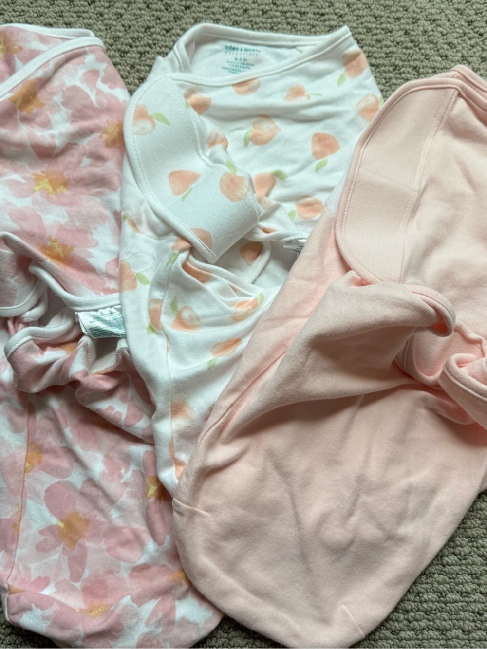 aden + anais Peach Print Baby Swaddle - White & Peach